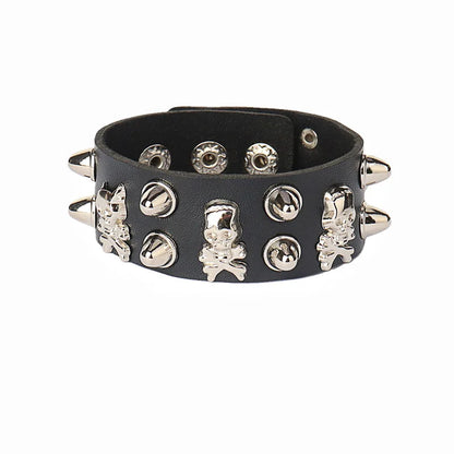 Punk Bracelets PU Leather Studded Bracelet Adjustable Goth Cuff Bracelet Gothic Rivet Buckle Wristband for Men Women Emo Jewelry