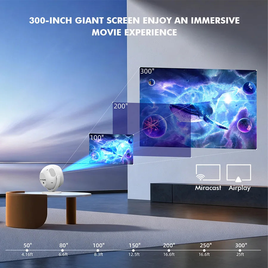 XBJ Smart Touch Screen Portable Projector Support 4K Wifi 6 Bluetooth Auto Focus Compatible with Phone/ TVStick/pc/IndoorOutdoor