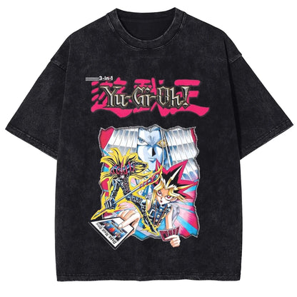 Yu Gi Oh Anime Print T-shirt Yugi Muto Manga Graphic T Shirt Men Women Clothing Summer Short Sleeve Tees Washed Cotton Tshirt