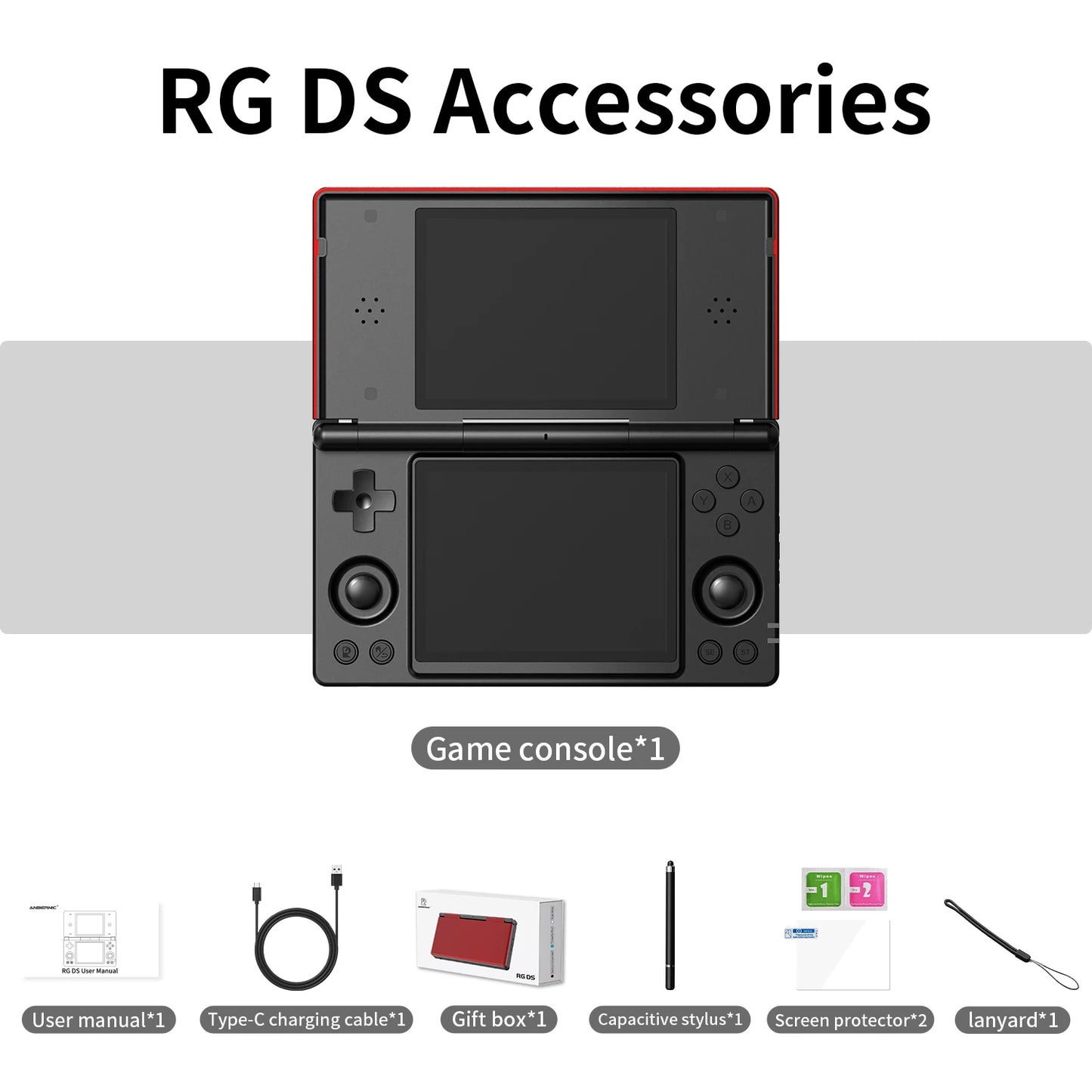 Anbernic RG DS Flip Handheld Game Console 4" IPS HD Dual Screen