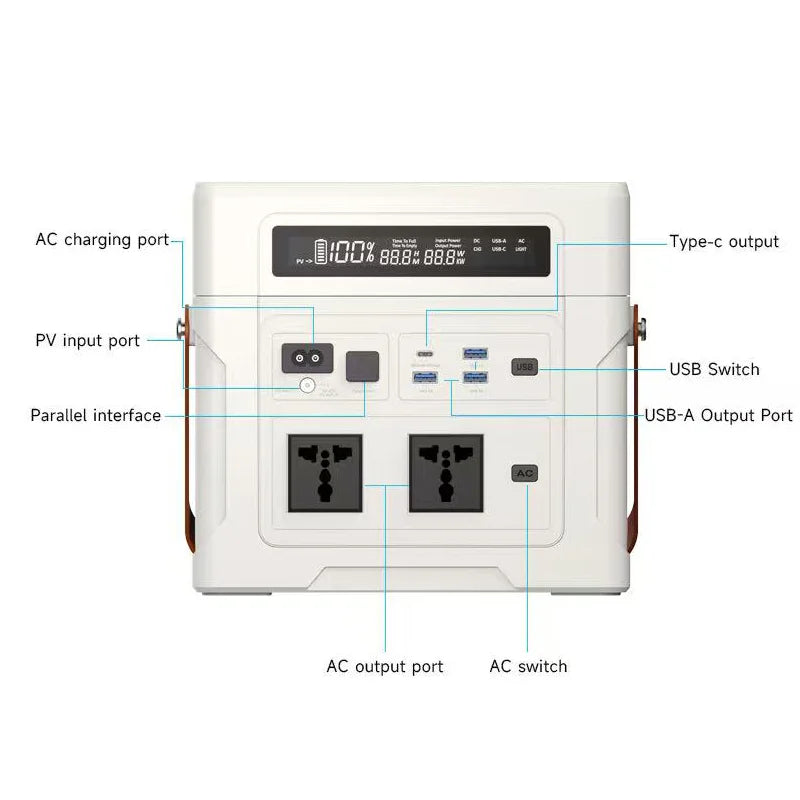 Lifepo4 Battery Solar Generator 1000W 902WH 1804WH 2706WH Portable Power Station 220V 12V Output for Emergency Power Supply
