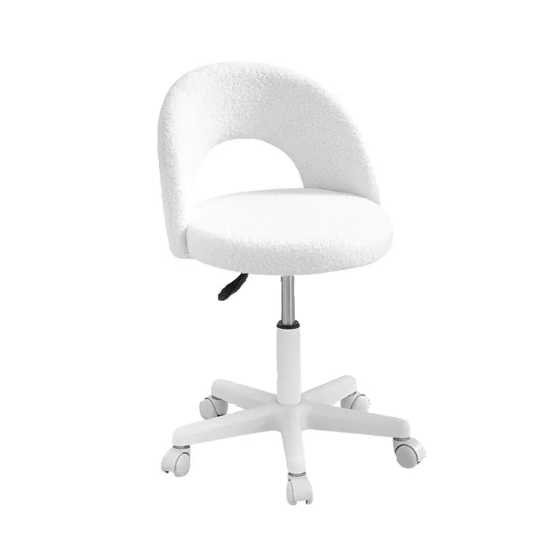 Simple Light Luxury Computer Chair Girls' Bedroom Makeup Stool Lamb Fleece Backrest Seat Lifting And Rotating Modern Furniture