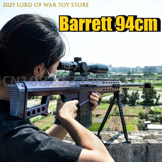 Barrett Sniper Rifle Toy Gun Realistic Soft Bullet Gun Big Manual Blaster Airsoft Weapons Adults Boys Outdoor Games CS Fighting