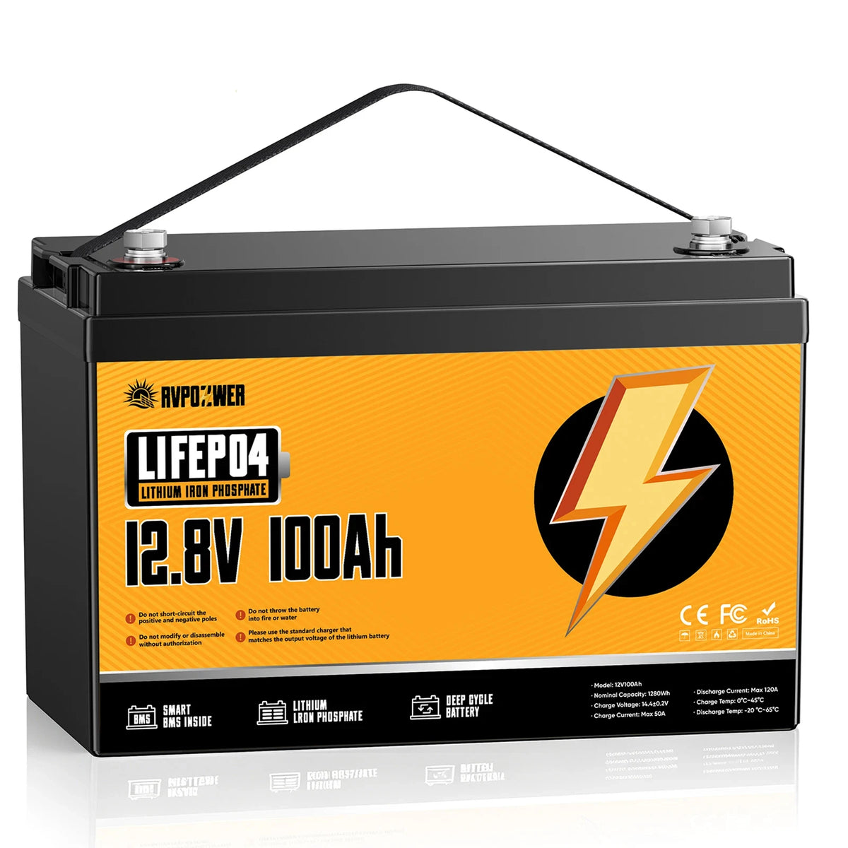 RVPOZWER,Lithium Iron Phosphate Energy Storage Battery,Long Cycle Durable Portable Rechargeable Power Pack With Built-in BMS,Ideal For Motorhome,Camper Van,Travel Trailer,Marine Vessel,Off-Grid Solar & Household Backup Power,
