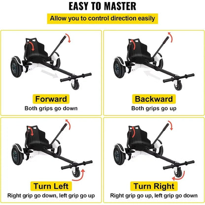 【2026】Hoverboard Seat Attachment 200lbs Capacity, 26"-34.5" Adjustable Length Hover Board Go Kart Accessory W/Comfortable&Sturdy