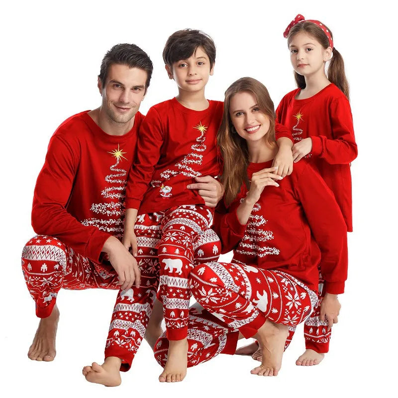 Family Christmas Pajamas Mom Dad Kids Matching Clothing Set Baby Dog Romper Pjs Soft Loose 2 Pieces Suit Homewear Xmas Look 4XL