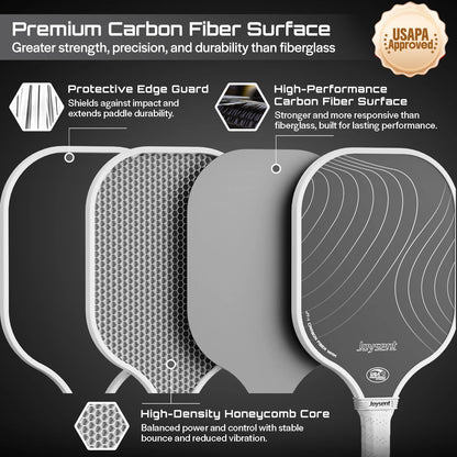 Joysent Pickleball Paddle USAPA T300 Carbon Fiber Pickleball Racket PP Honeycomb 14mm Pickle Ball Paddle For Beginner Men Women