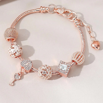 Bohemian Pink Cherry Blossom Love Bracelet Pendant Bead Design Summer