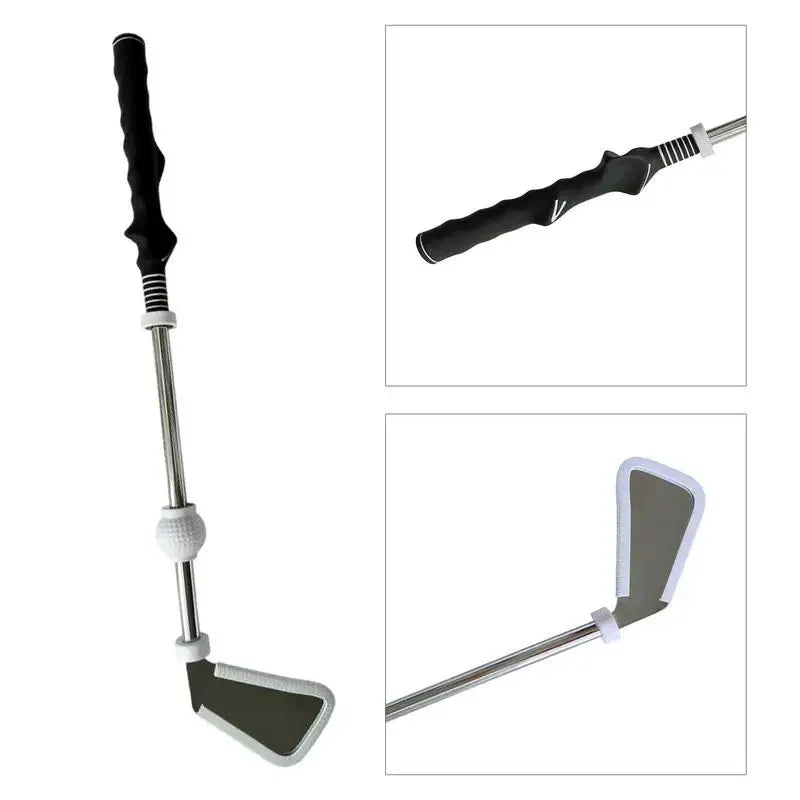Retractable Golf Swing Training Aid,Rhythm Click Sound Warm Up Golf Swing Trainer,Golf Grip Trainer Attachment -Strength & Tempo