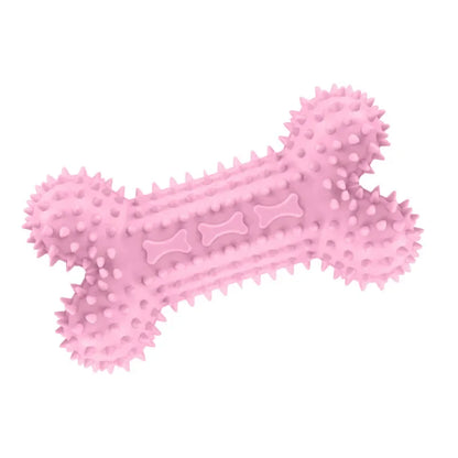 Dog Chew Toys for Cleaning Teeth Pink Soft Rubber Bone Funny Ball Interactive Donut Treat Set for Small Medium Dogs Pet Gifts