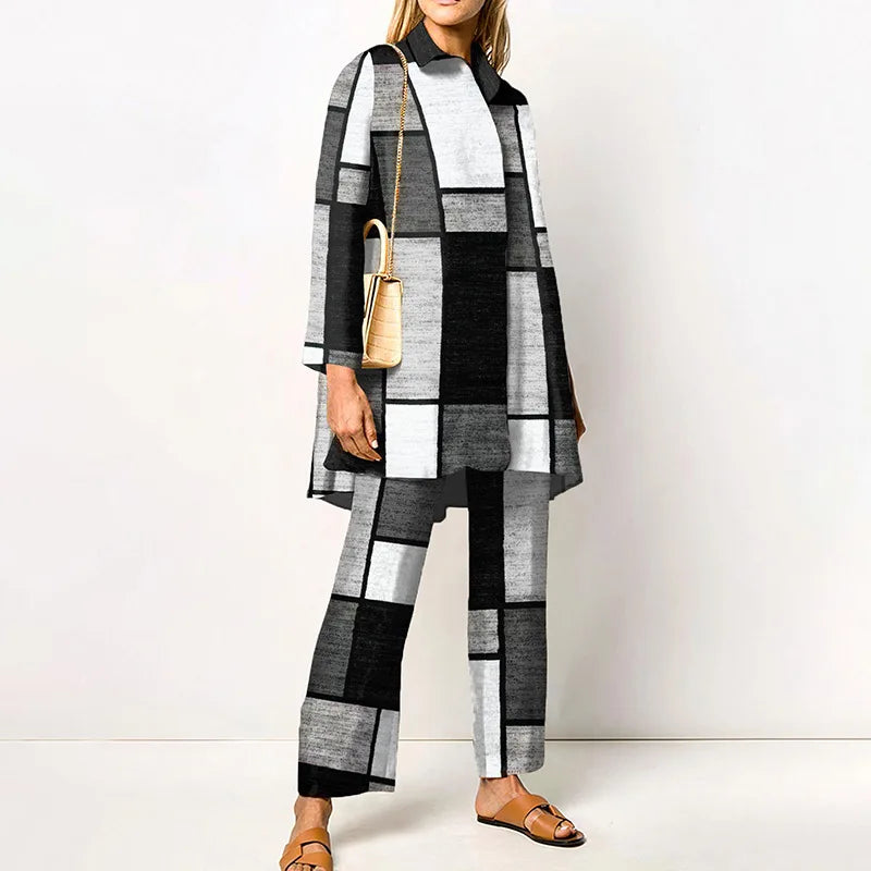 Long Sleeve Turn Down Collar Casual Outfits Ladies Button Tops Wide