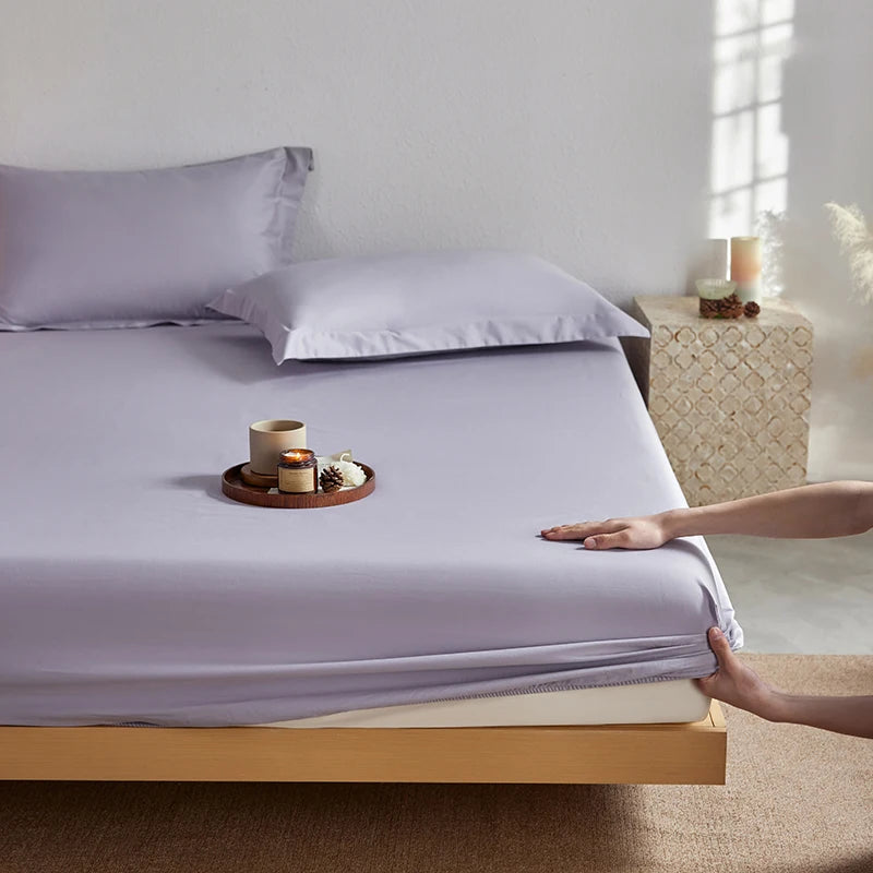 Organic Egyptian Cotton Fitted Sheet with Elastic Bands Luxury 1000TC Mattress Cover Non Slip Machine Washable 140/160/180/200cm