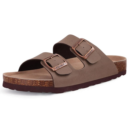 Comwarm Classic Cork Slippers For Women New Fashion Suede Flats Sandals Summer Couple Beach Slides Shoes With Adjustable Buckle