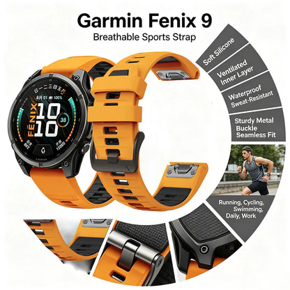 26/22/20mm QuickFit Silicone Watch Band for Garmin Fenix 9 8 Durable Breathable Sport Replacement Strap for Garmin Fenix 9 8 Pro