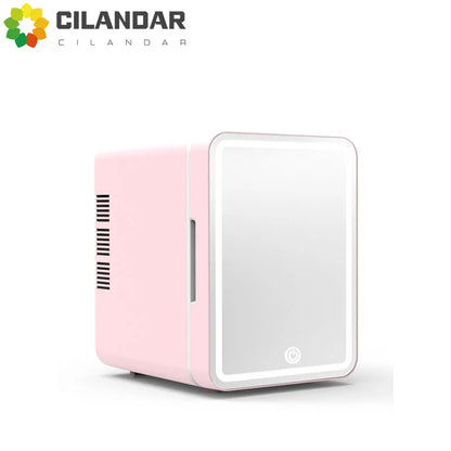 Dual-Use Mini Fridge Makeup Mirror for Car And Home Beauty Skincare Products Portable Small Freezer Refrigerator Car Supplies