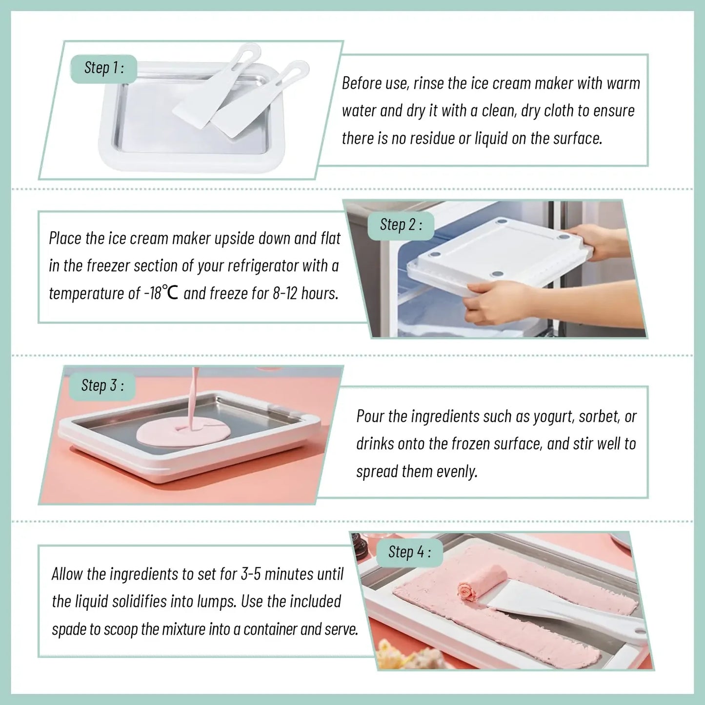 Multifunctional Rolled Ice Cream Maker Cold Sweet Fried Ice Pan DIY Household Frozen Yogurt Maker for Homemade Stir Fry Ice Tray