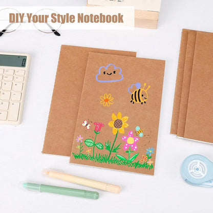 24 Pack Blank Kraft Notebooks A5 Journals Bulk 60 Pages Unlined Paper Sketchbooks for Travel Journaling Writing