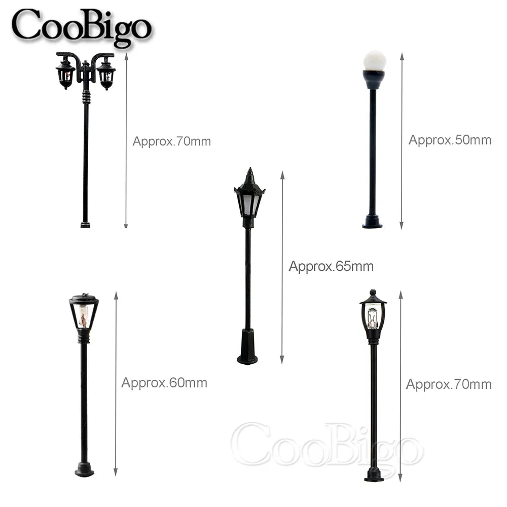 10pcs Micro Street Lamp Road Streetlight Mini Lamppost Light LED Lighting Miniature Model DIY Craft Garden Landscape  Decoration