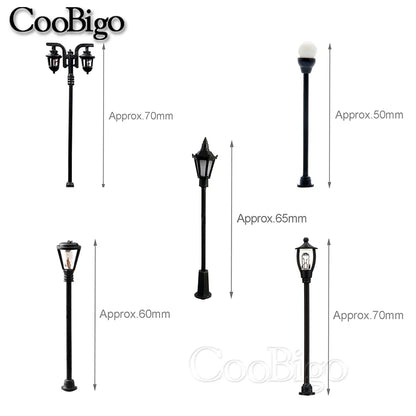 10pcs Micro Street Lamp Road Streetlight Mini Lamppost Light LED Lighting Miniature Model DIY Craft Garden Landscape  Decoration