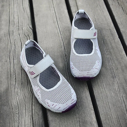 Women's Breathable Walking Shoes Ladies Fashion Mary Jane Sneakers Adjustable Working Nurse Shoes Lightweight Flats Roll