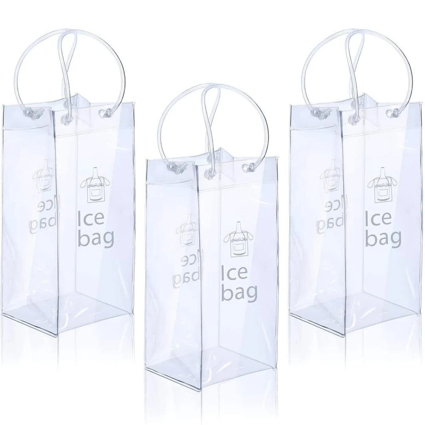 3/6 PCS Collapsible Clear Pouch Ice Wine Bag Portable Wine Cooler Bag Chiller Sleeves for Champagne Cold Beer Chilled Beverages