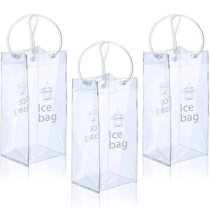 3/6 PCS Collapsible Clear Pouch Ice Wine Bag Portable Wine Cooler Bag Chiller Sleeves for Champagne Cold Beer Chilled Beverages