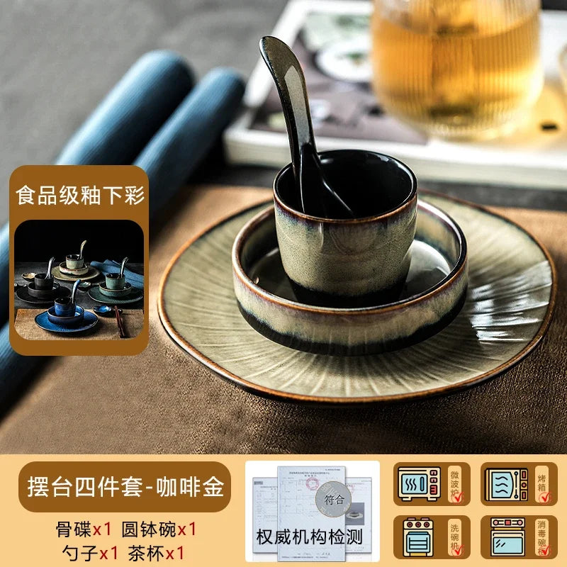 Chinese tableware set plate bowl ceramic combination solid color tableware