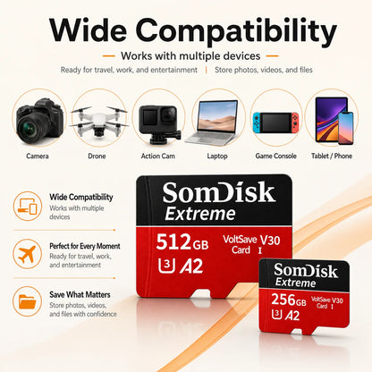 Micro TF/SD Card 512GB Large‑Capacity Memory Card 256GB 128GB SD Cards For Drone Dash Cam Tablet