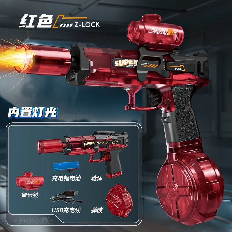 Electric Water Gun Toy Rechargeable Long Range Water Blaster for Beach Pool Backyard Battles Adults Kids Summer Toy Birthday