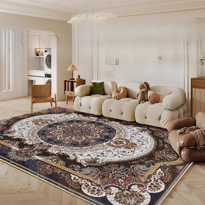 Ethnic Style Bedroom Decor Retro Carpet Light Luxury Carpets for Living Room Washable Lounge Soft Floor Mat Anti-slip Study Rug
