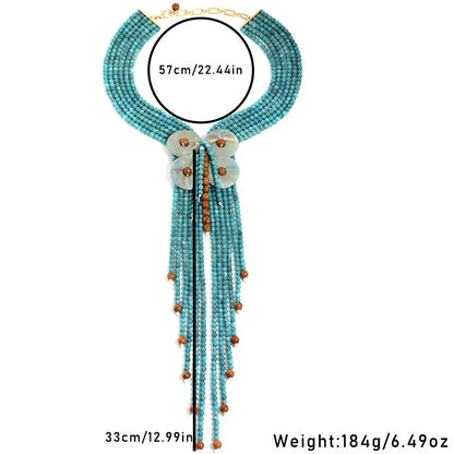 Statement Boho Long Acrylic Bead Necklace Handmade for Women Wedding Party Jewelry