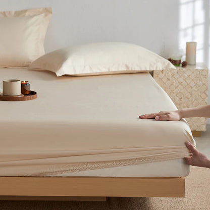 Organic Egyptian Cotton Fitted Sheet with Elastic Bands Luxury 1000TC Mattress Cover Non Slip Machine Washable 140/160/180/200cm
