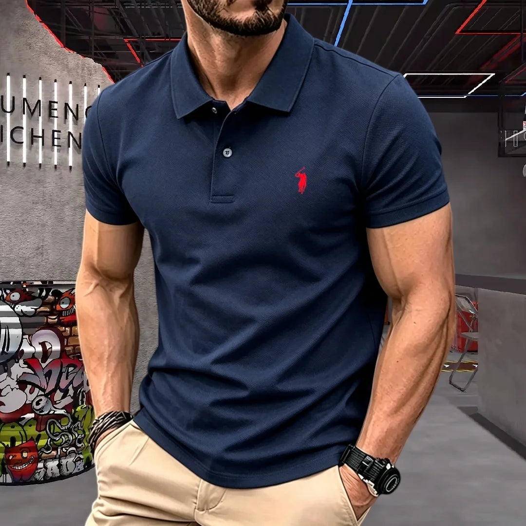 100% pure cotton high-end brand men's short sleeve polo shirt 2026 summer luxury fashion pony embroidery golf top casual T-shirt