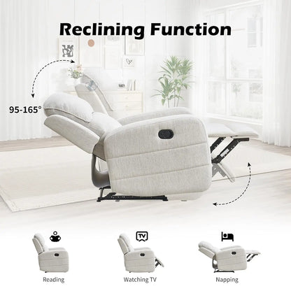 Manual Living Room Furniture Reclining Couch Set, Soft Fabric Loveseat Recliner Sofa for Meeting Room, Overstuffed, Custom