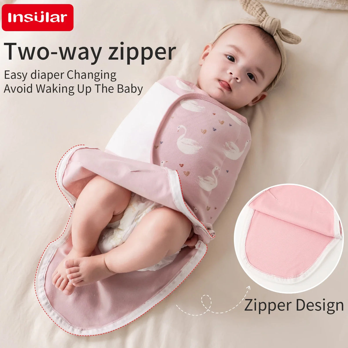 INSULAR Baby Cotton Swaddling Cloth With Caps Envelope Type Newborn Cartoon Envelope Anti-Startle Adjustable Bedding Item