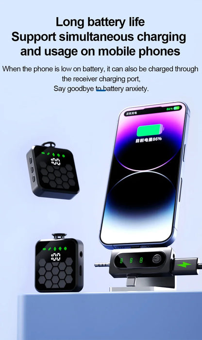Wireless Lavalier Microphone for Camera,iPhone,Android,Video Recording  Microphone Reverb Sound Podcast Noise Reduction Clip Mic