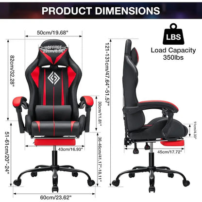 Gaming Chair Massage with LED RGB Lights and ootrest Ergonomic Computer Chair High Back Video Game Chair with Adjustable Lumbar