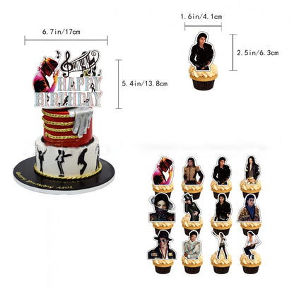Michael Jacksons Birthday Party Decorations Fans Party Supplies Cake Topper Balloons Background Photo Studio Photography Props