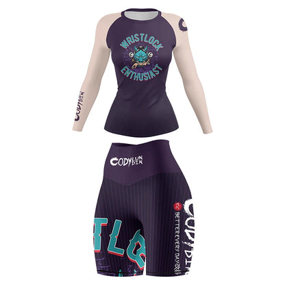 2025 Cody Lunidn Fashion Cartoon Printing Clothes for Women MMA Fighting Running Sports Rash Guard Wear Resistant 4-Piece Sets