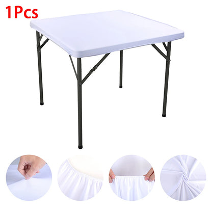1Pcs Stretchy Square Table Cover, Washable Tablecloth For Party Dining, Cocktails Table, Birthday Wedding Party Decorations
