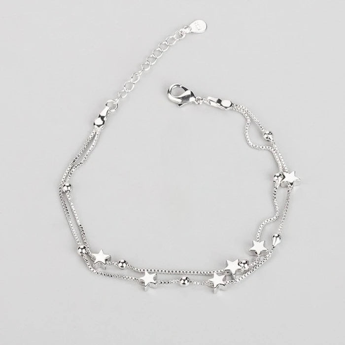 925 Sterling Silver Hollow Heart Bracelets for Women Girls Vintage