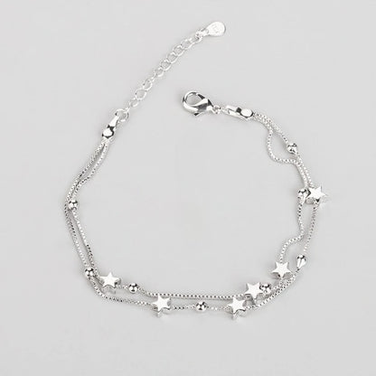 925 Sterling Silver Hollow Heart Bracelets for Women Girls Vintage