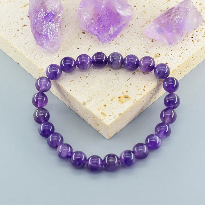 Natural Amethyst Quartz Crystal Bead Bracelet Health Bracelet for Women Weight Loss Fatigue Pressure Fatigue Relief Yoga Jewelry