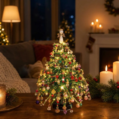 Handmade DIY Beaded Christmas Tree Kit with Light Up Crystal Bead Mini Bead Weaving Set Sparkling Educational