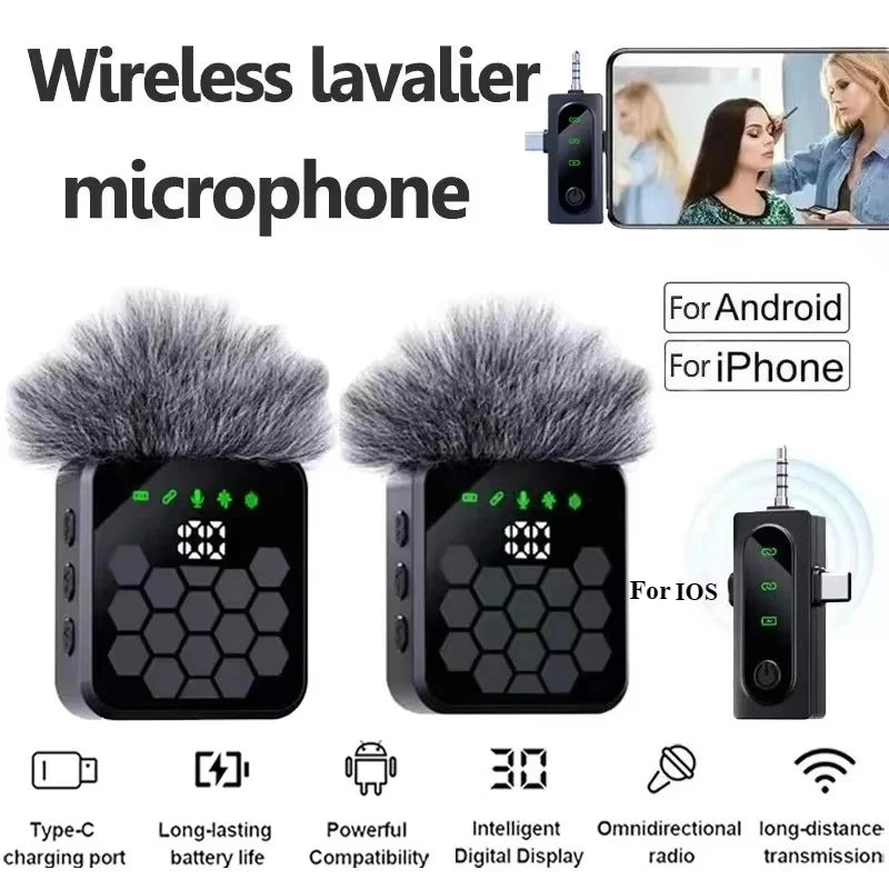 Wireless Lavalier Microphone for Camera,iPhone,Android,Video Recording  Microphone Reverb Sound Podcast Noise Reduction Clip Mic