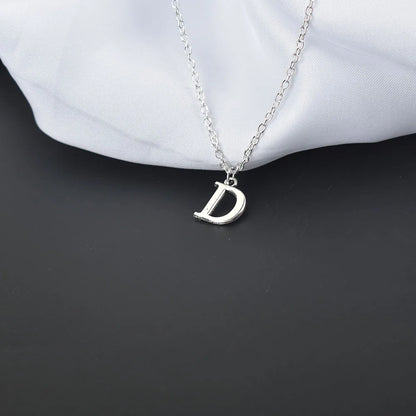 Silver Color A-Z English Alphabet Letter Pendants Necklaces For Women Metal Jewelry Simple Initial Chain Choker Collares
