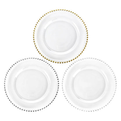 Nordic Style Plastic Steak Plate Gold Rimmed Fruit Salad round Dish Western Dinner Party Dinnerware Plate Decorative
