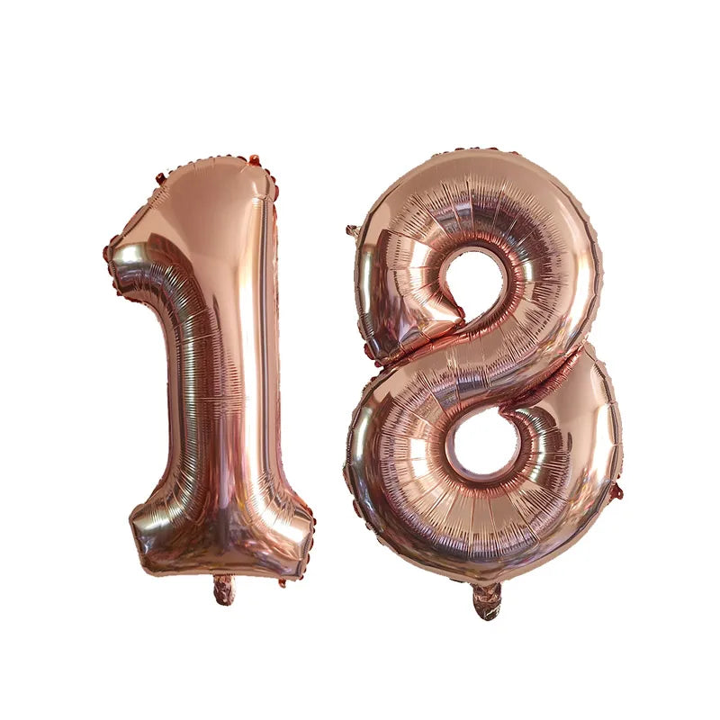 2Pcs 32 Inch Gold Silver Black Blue Red Helium Foil Number Balloon 16 17 18 19 20 21 Happy Birthday Party Decoration Supplies