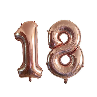 2Pcs 32 Inch Gold Silver Black Blue Red Helium Foil Number Balloon 16 17 18 19 20 21 Happy Birthday Party Decoration Supplies