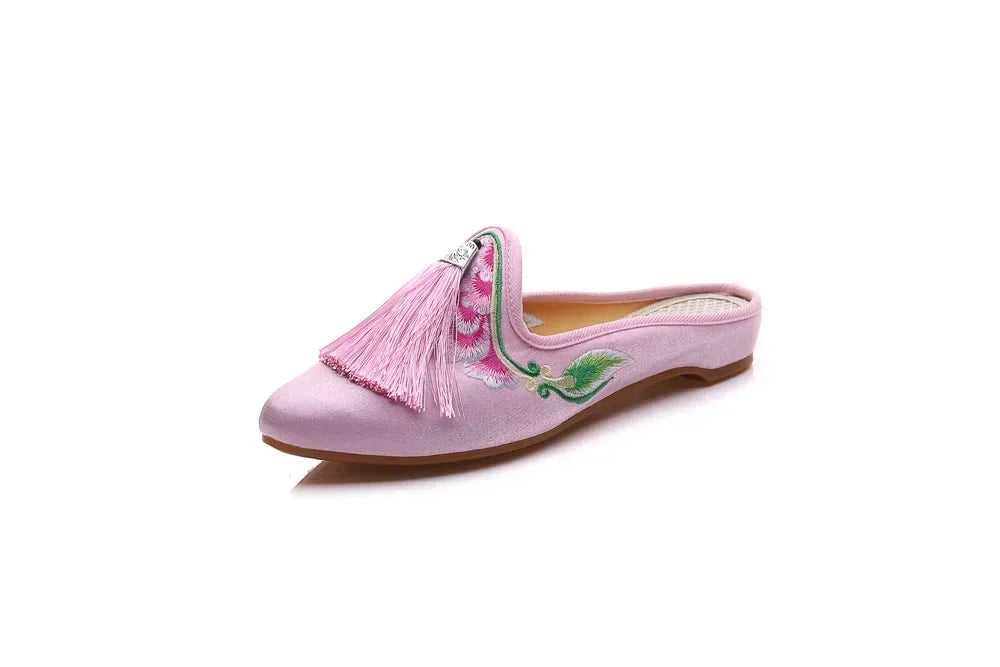 Harajuku Embroidered Slippers | Vintage Ethnic-Style Sandals | Women's Casual Streetwear Footwear